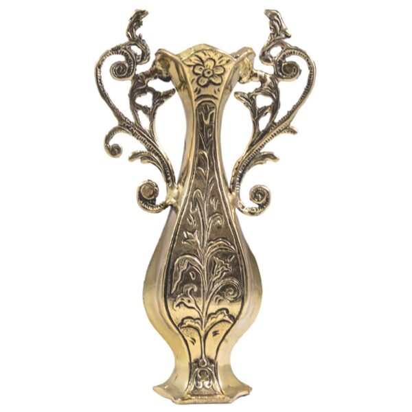 Traditional Handcrafted Decorative Brass Vase in Flower Design
