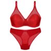 Women's Bra and Panty Set, Springy Satin Model in Red