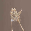 Women's Hair Clip - Kanzashi Model - Flower Design and Hanging Butterfly