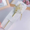 Women's Hair Clip - Kanzashi Model - Flower Design and Hanging Butterfly