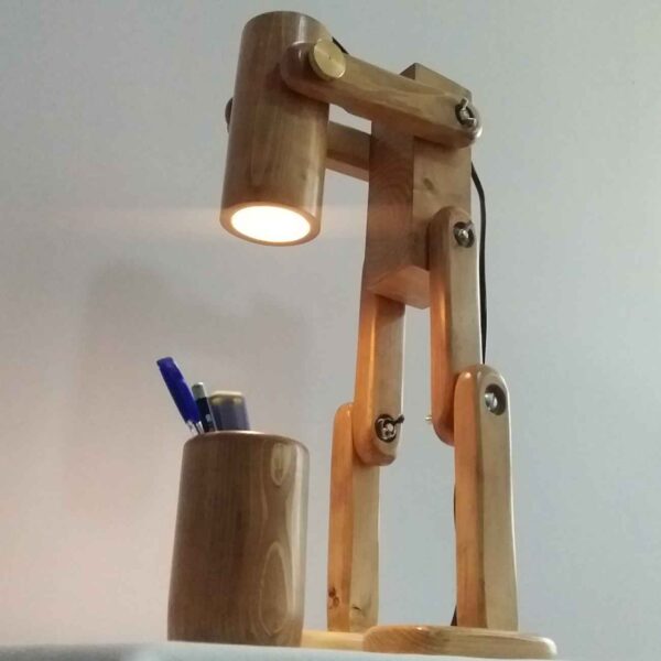 Funky Wooden Adjustable Desk Lamp With Organizer - Perfect Lighting for Home Office & Study