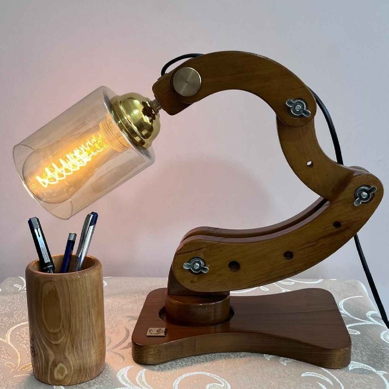 Funky Wooden Adjustable Desk Lamp – Ideal Lighting Solution for Work and Study