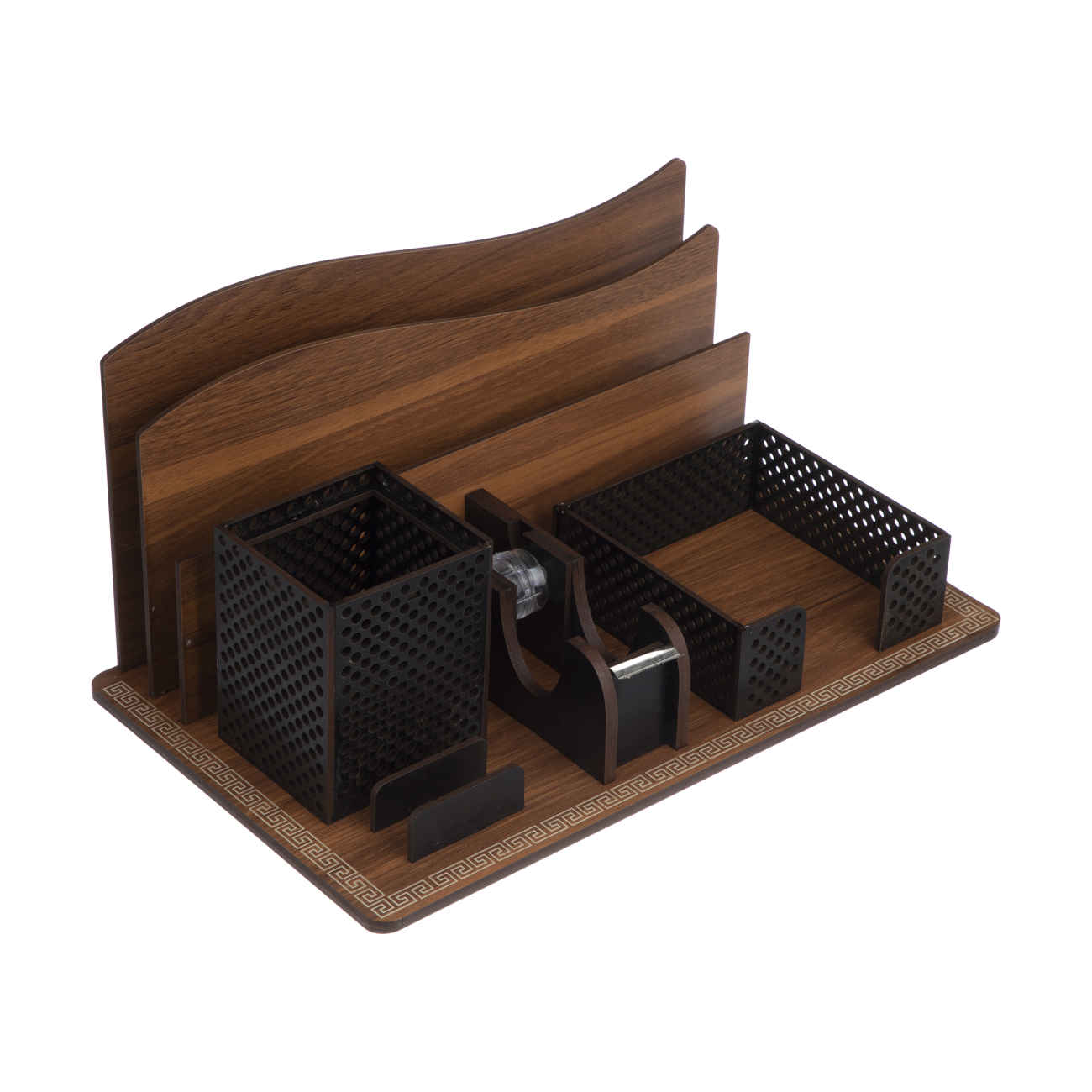Wooden Desk Organizer Accessory for Office Supplies in Brown
