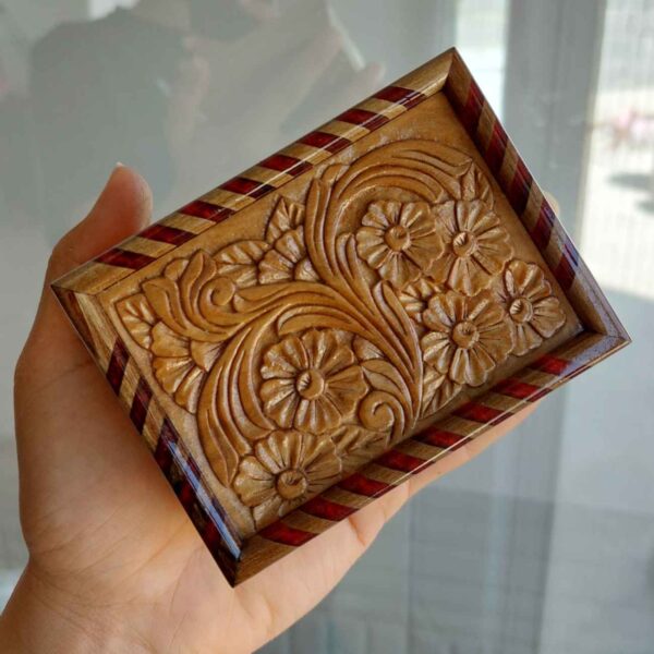 Wooden Jewelry Box with Carving - Perfect for Organizing Necklaces, Rings & Earrings