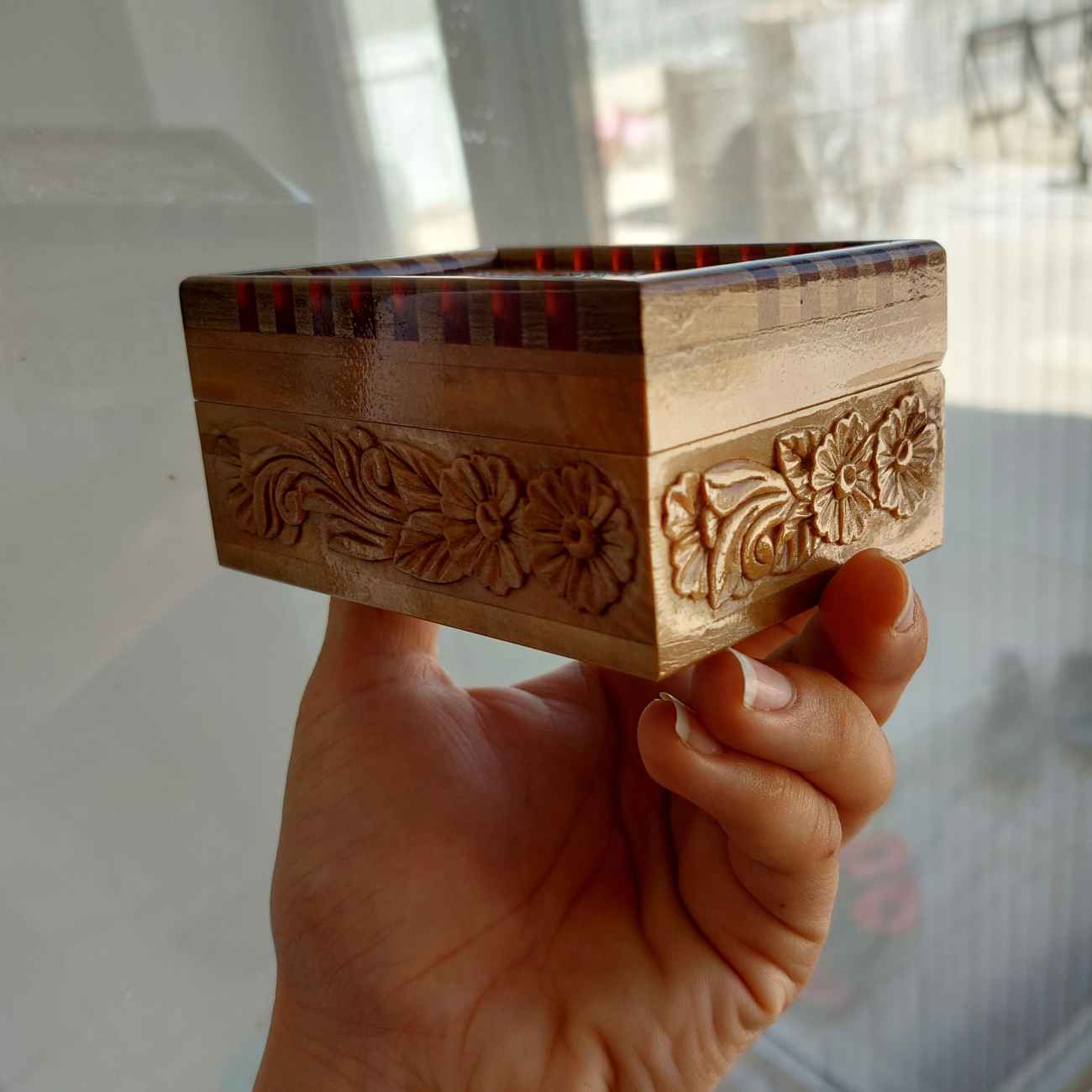 Wooden Jewelry Box with Carving – Perfect for Organizing Necklaces, Rings & Earrings