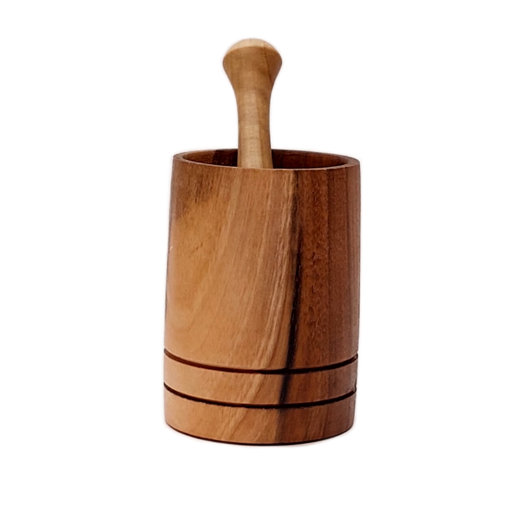 Wooden Mortar & Pestle Set Herb & Spice Grinder Made of Walnut