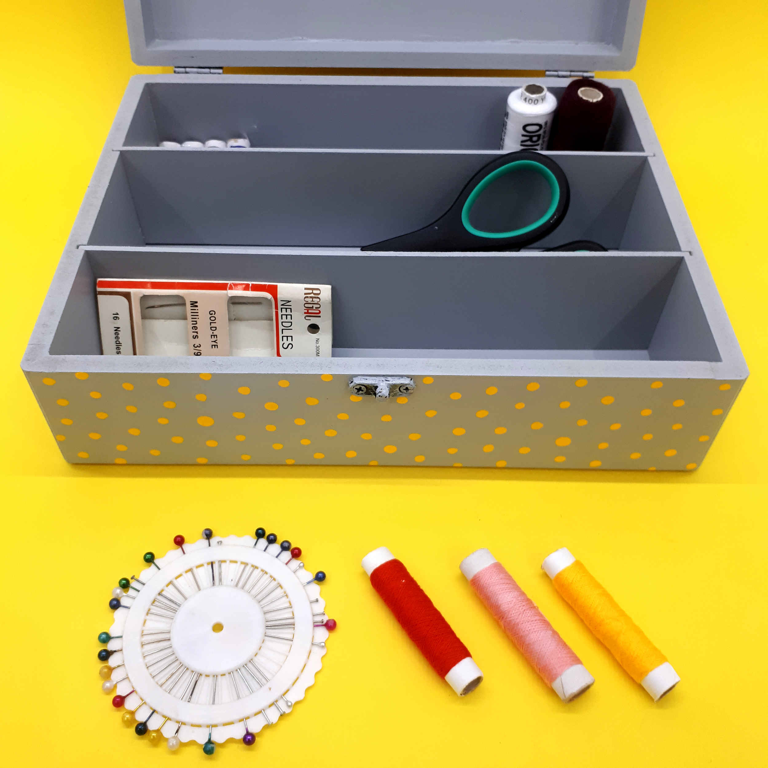 Wooden Sewing Kit in Gray – Best Storage Solutions for Seamstress