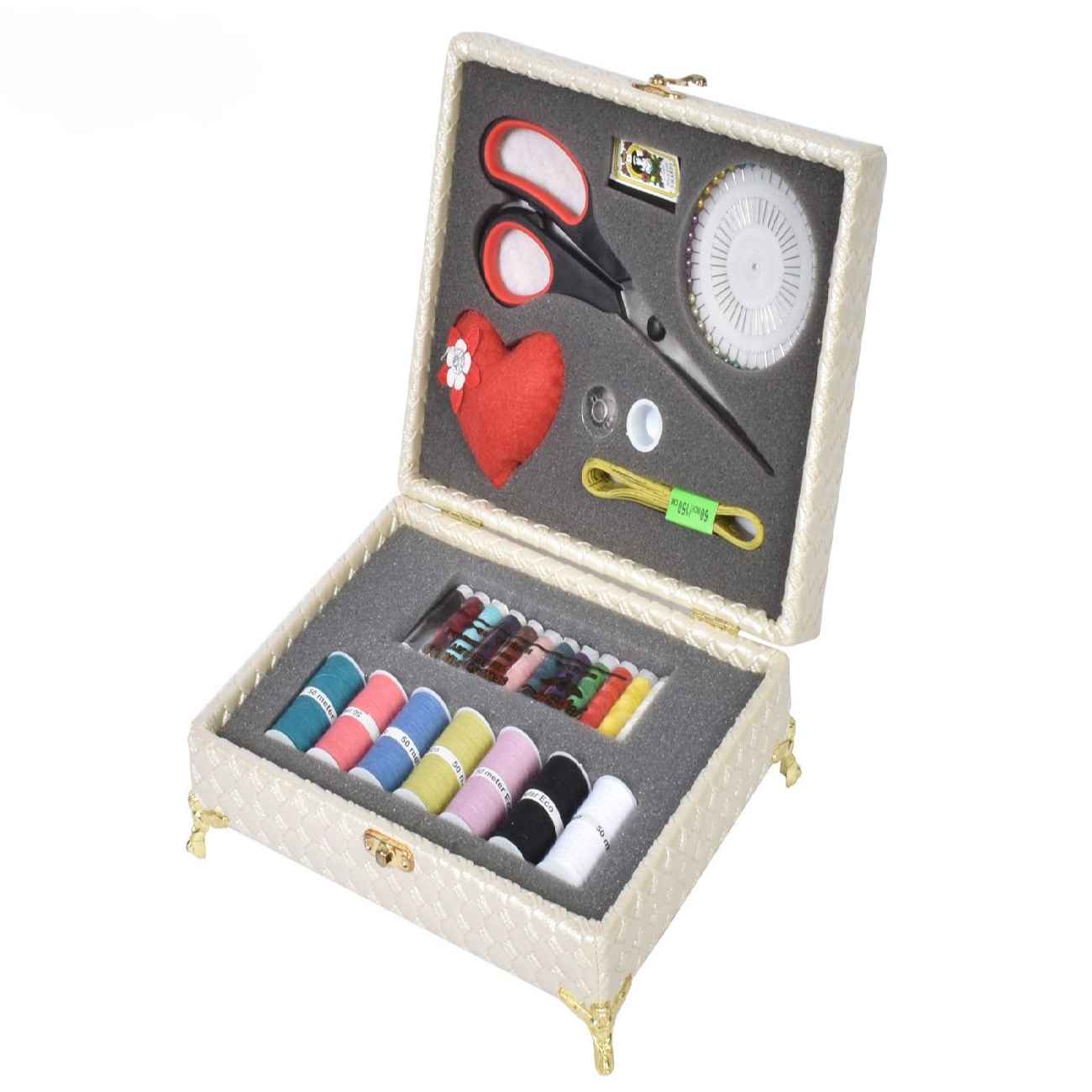 Wooden Sewing Kit with Faux Leather Accent – Perfect for Crafting, Repairing & Tailoring