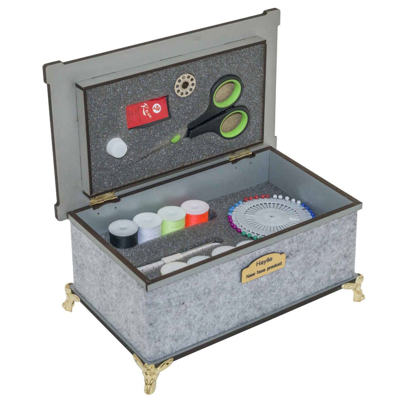 Wooden Footed Sewing Kit – Essential Tools for Seamstress Work