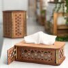 Wooden Tissue Box Cover – Intricate Geometric Carvings for Modern Style