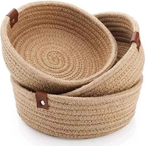 Woven Basket Set – Hemp Basket – Durable & Eco-Friendly Design (Set of 3)