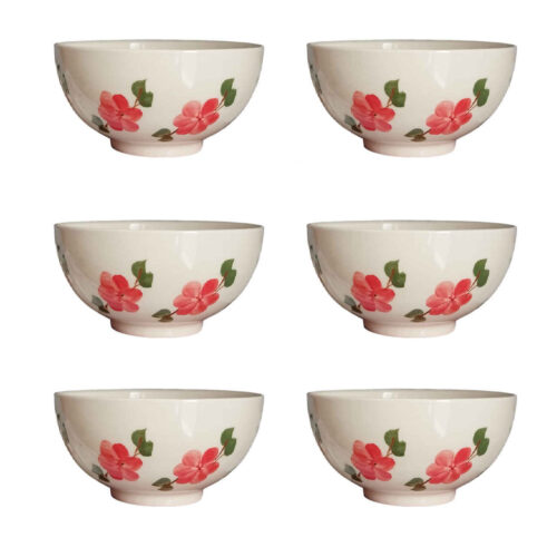 Artistic Pottery Bowl – For Serving Yogurt, Soup, Ash, Noodles, Ice Cream & Side Dishes (Set of 6)