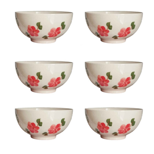 Artistic Pottery Bowl - For Serving Yogurt, Soup, Ash, Noodles, Ice Cream & Side Dishes (Set of 6)
