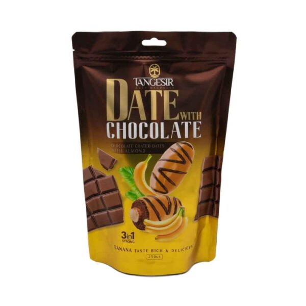Banana Chocolate-Covered Dates with Almond Filling – 250 gram (x6)