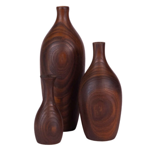 Classic Wooden Mini Flower Vase – Beautifully Crafted for Any Setting – Set of 3