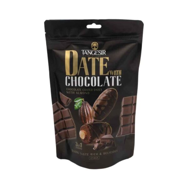 Dark Chocolate-Covered Dates Mixed with Almond – 250 gram (x6)