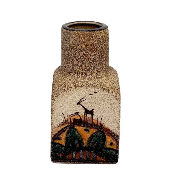 Decorative Persian Ceramic Bud Vase Perfect for Minimalist & Boho Home with Gazelle Design