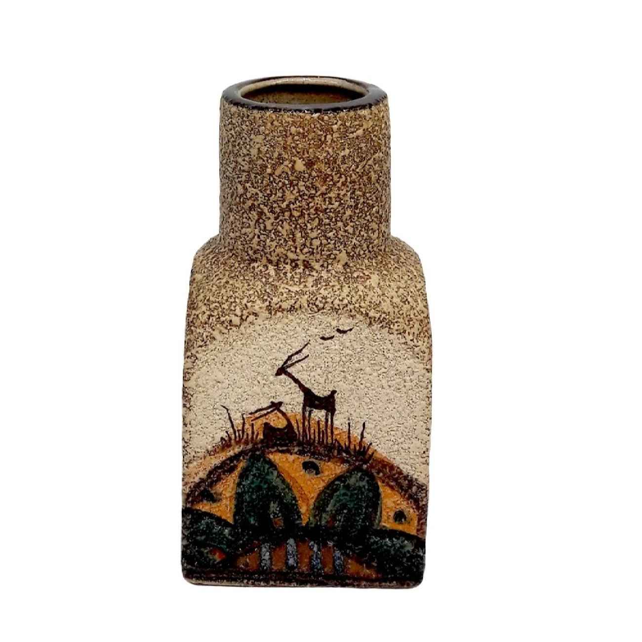Decorative Persian Ceramic Vase Perfect for Minimalist & Boho Home with Gazelle Design