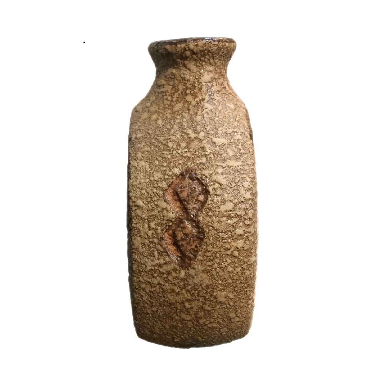 Decorative Persian Ceramic Single Stem Vase with Gazelle Design in Brown