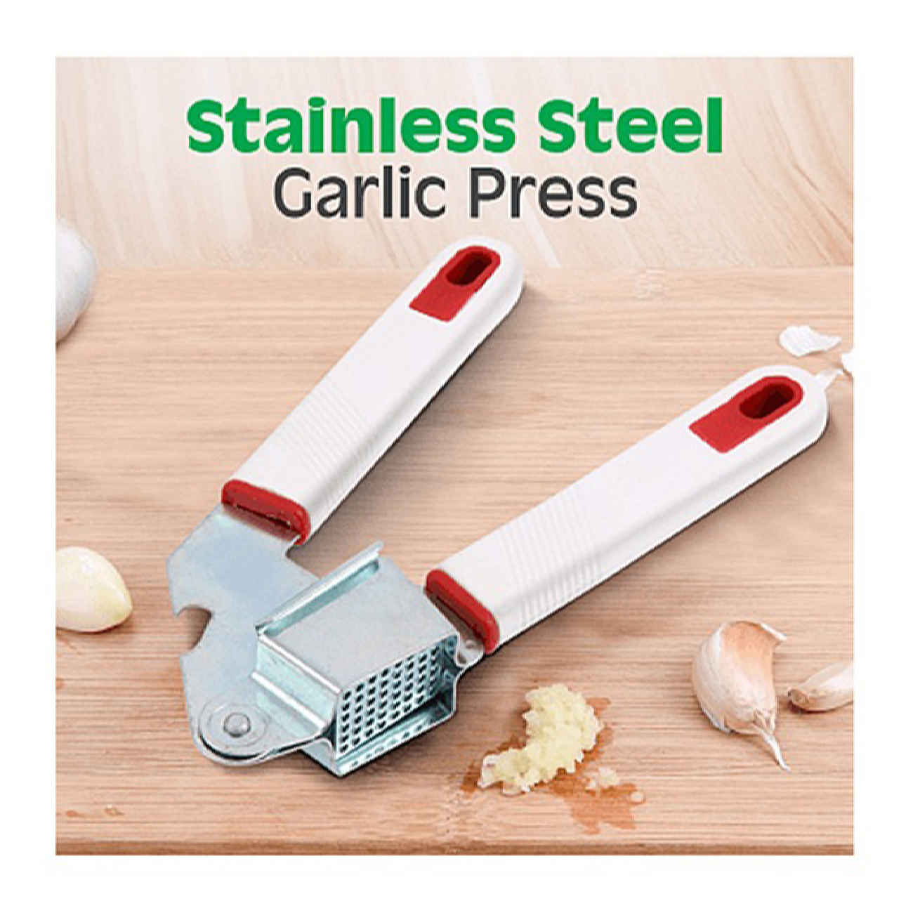 Manual Garlic Press with Comfortable Grip – Stainless Steel and Plastic