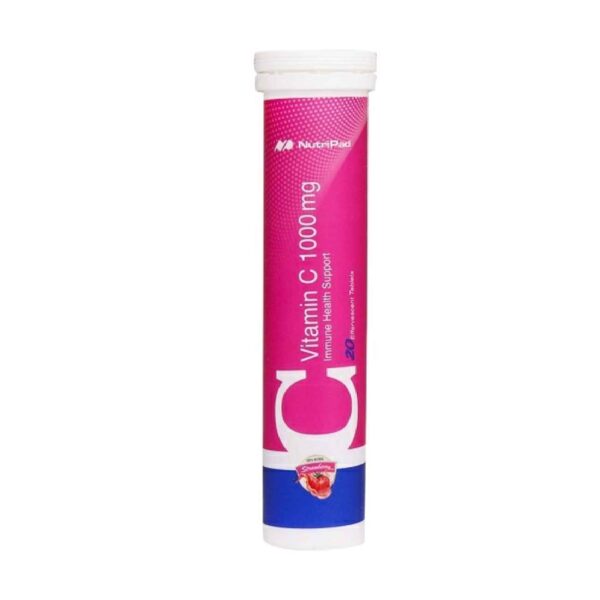 Effervescent Vitamin C Tablet for Daily Wellness Routine with Strawberry Flavor Piece of 20