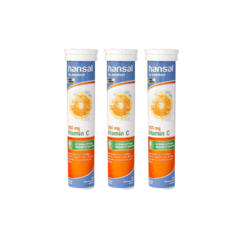 Effervescent Vitamin C Tablet with Orange Flavor – Pack of 3 & 60 Tablet (300 gr)