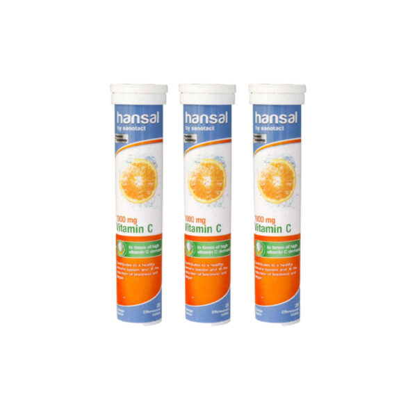 Effervescent Vitamin C Tablet with Orange Flavor - Pack of 3 & 60 Tablet (300 gr)