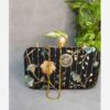 Embroidered Velvet Clutch Handbag Chic & Lux with Flower Design Rose Design