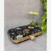 Embroidered Velvet Clutch Handbag Chic & Lux with Flower Design Rose Design