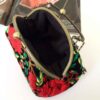 Embroidered Velvet Clutch Handbag with Red Rose Design