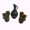 Minakari Enamelwork Pottery Pitcher & Glass Set - 7 piece with Floral Design