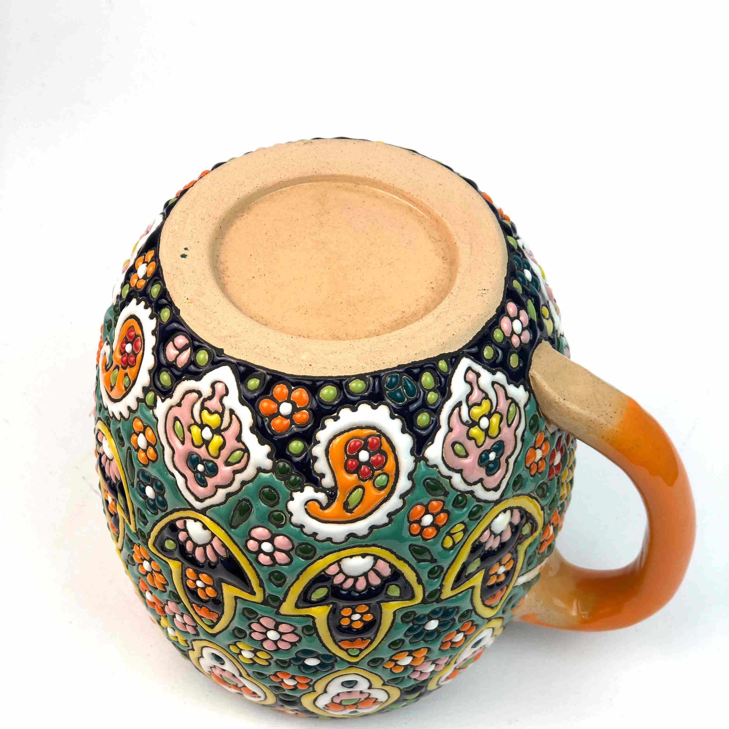 Enamelled Pottery Mug – Handcrafted Minakari with a Jar-Shaped Design