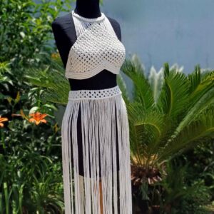 Handcrafted Bohemian Macrame Dress – Ideal  for Casual Wear, Vacations & Elegant Event