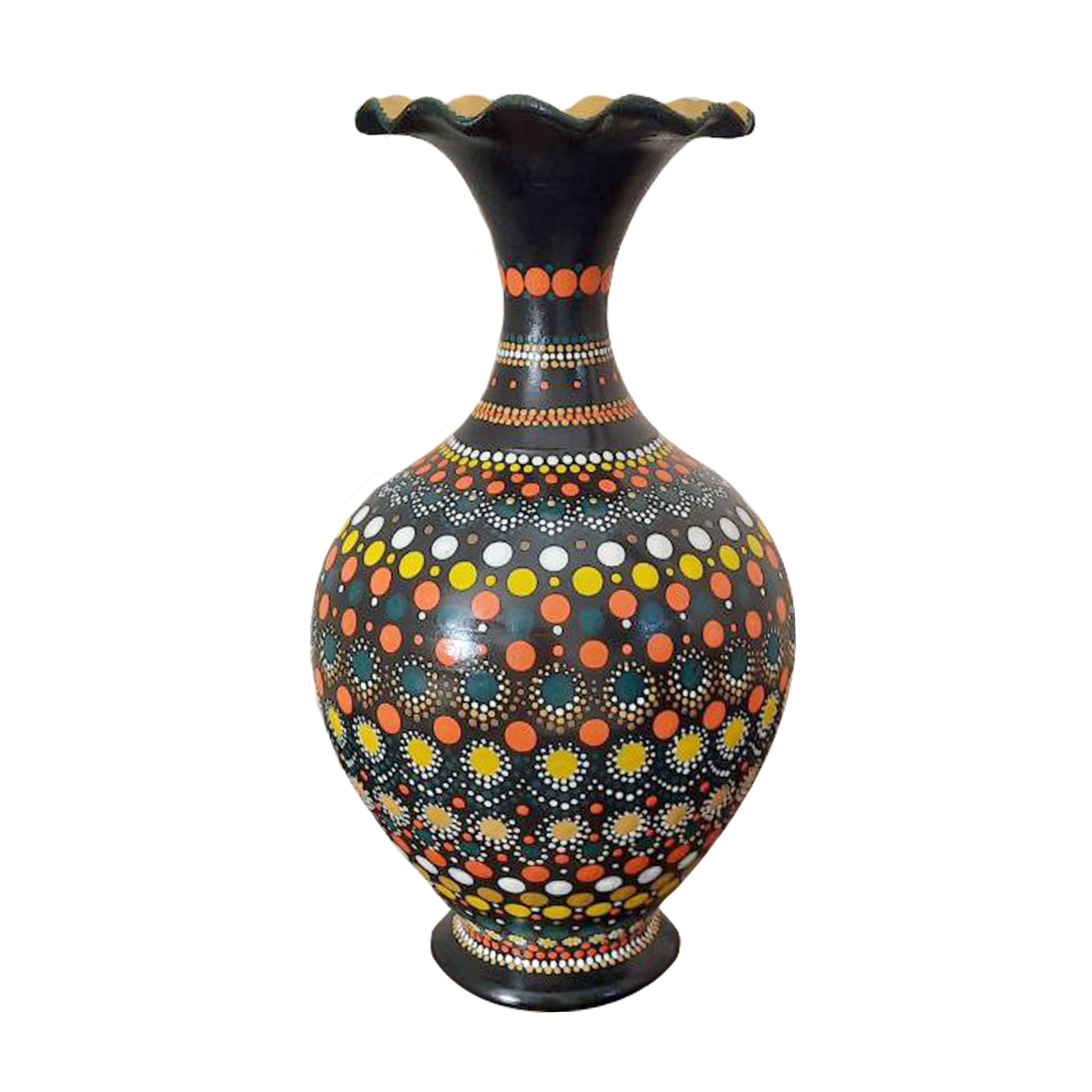 Handcrafted Decorative Persian Pottery Vase with Dot Painting Design