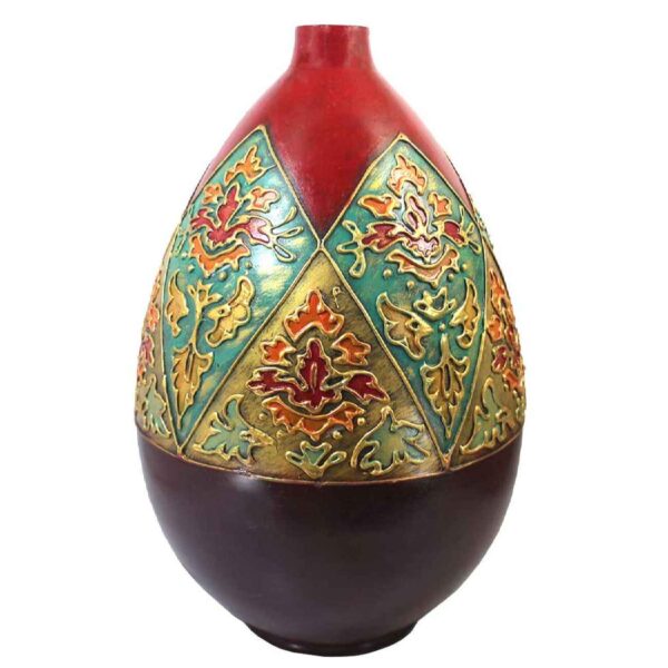 Handcrafted Decorative Persian Pottery Bud Vase with Embossed Design