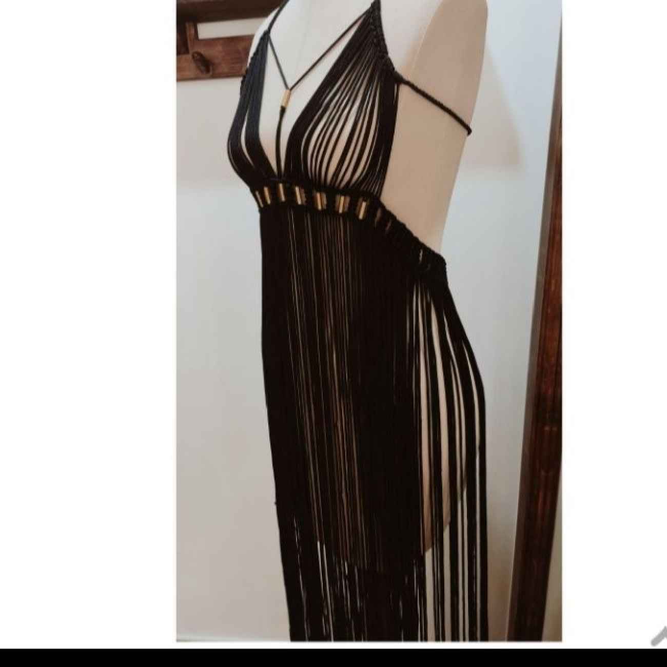 macrame dress black Black Fringe Dress in Macrame, Knitted Fringy Cut Out Dress | DEAM Shop
