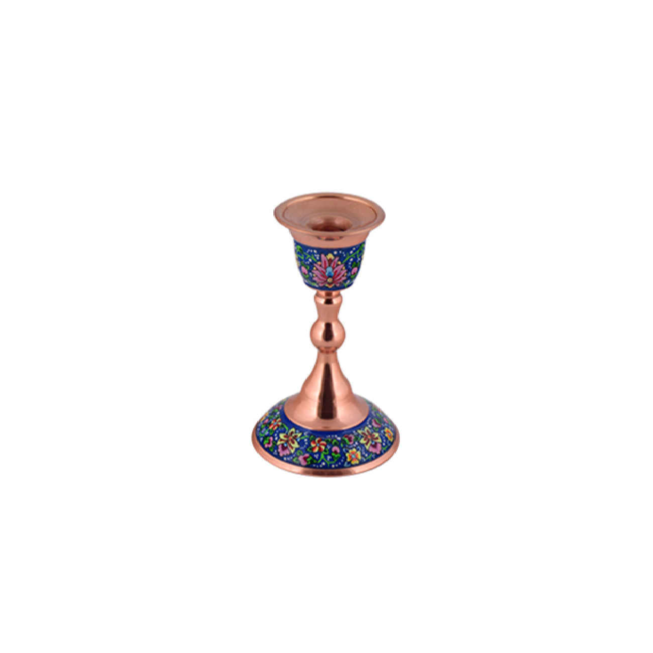 Handcrafted Persian Copper Candlestick – Decorative with Floral Design (x2)