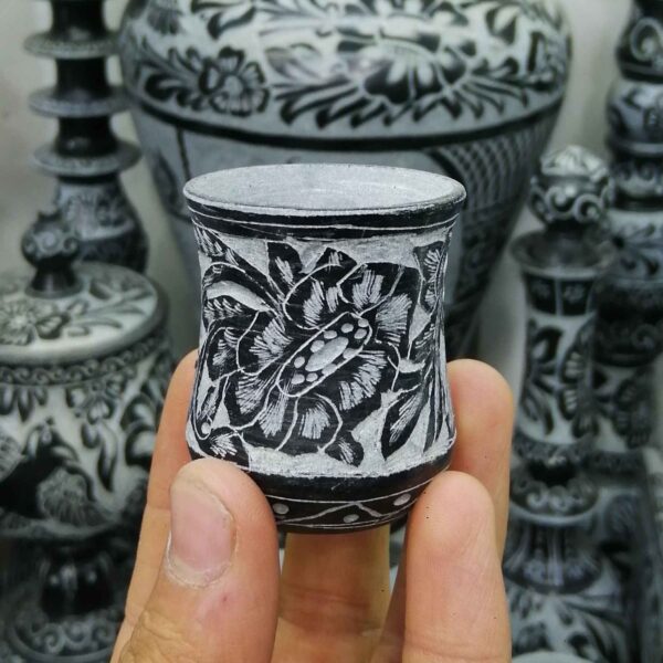 Handcrafted Stone Coffee Cup with Flower Design for Your Morning Brew (2-Piece)