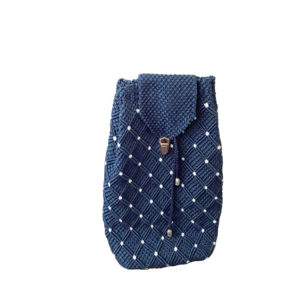 Handmade Crochet Casual Backpack - Stylish & Durable in Navy Blue