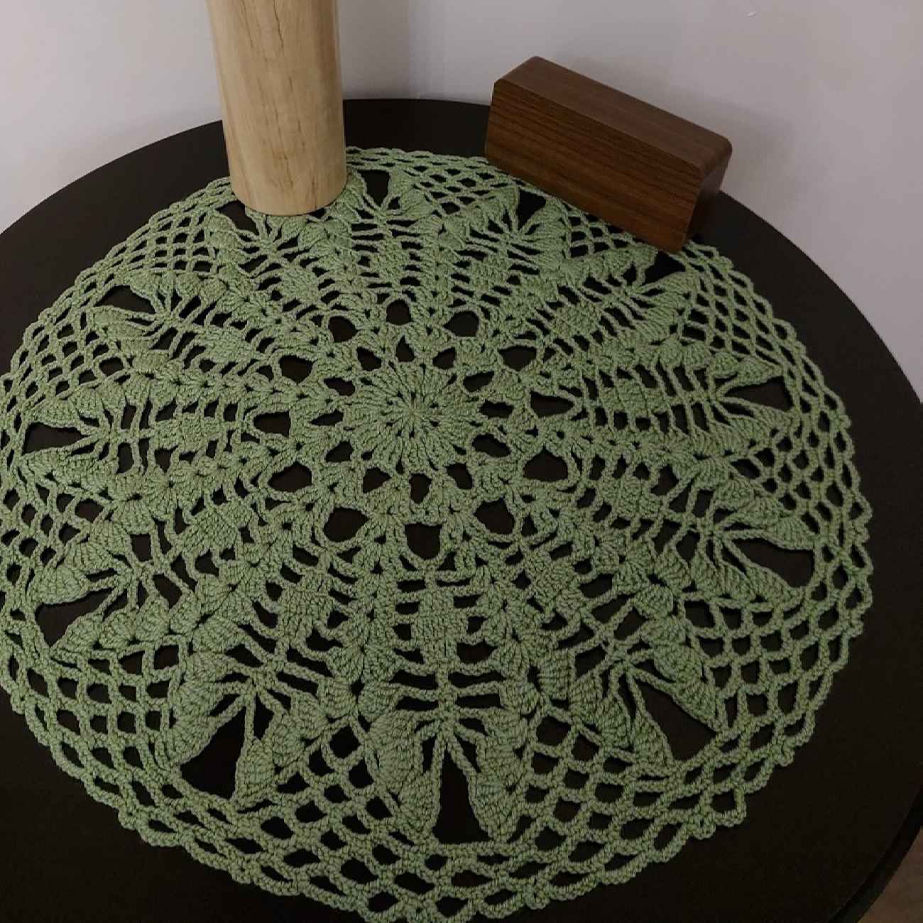 Handmade Crochet Tablecloth with Leaf Design Chic & Lux in Green