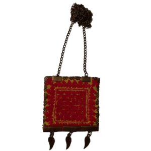Handmade Embroidered Necklace with Antique Chain Detailing
