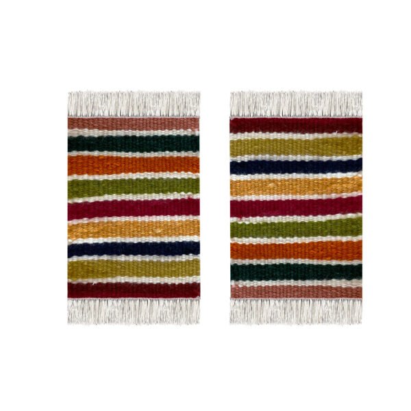 Handwoven Persian Kilim Coaster in Striped Design – Unique and Authentic (x2)