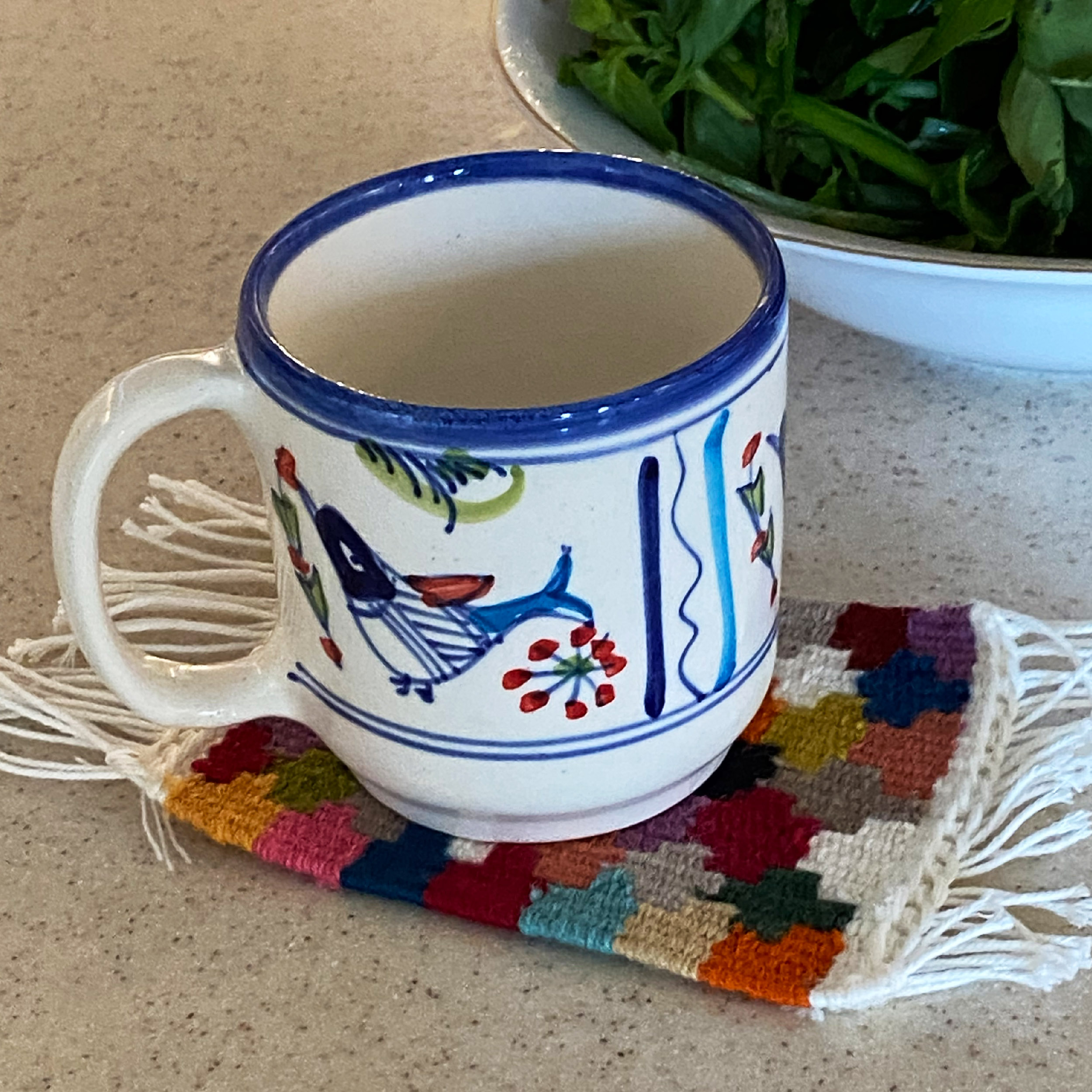 Handwoven Persian Kilim Coaster in Striped Design – Unique and Authentic (x2)