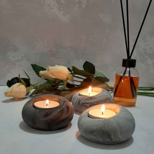 Minimalist Concrete Candle Holder – Simple & Durable, Set of 3