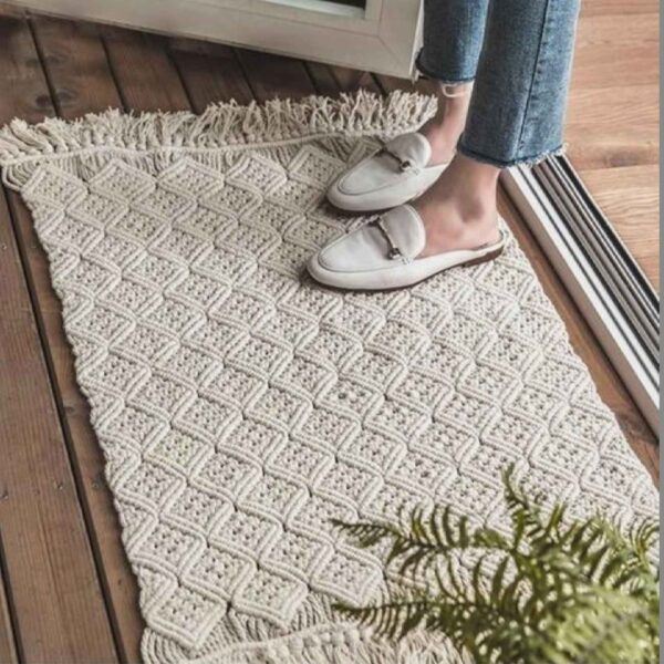 Persian Boho Macrame Floor Rug - Perfect for Living Room or Bedroom