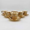 Persian Brass Teacup & Saucer Set with Peacock Design in Golden (X6)