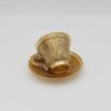 Persian Brass Teacup & Saucer Set with Peacock Design in Golden (X6)