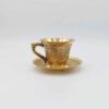 Persian Brass Teacup & Saucer Set with Peacock Design in Golden (X6)