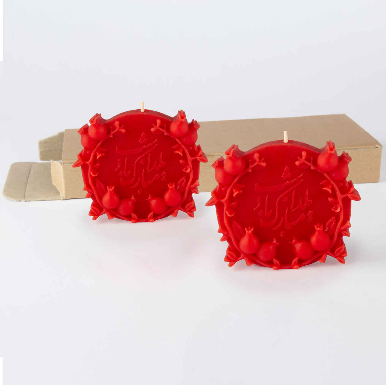 Pomegranate Candle Set – Inscription Design, Ideal for Yalda Night (2x)