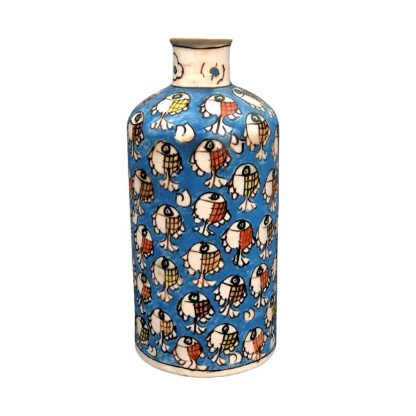 Decorative Persian Ceramic Single Stem Vase Ideal for Gift or Decor with Red Fish Pattern